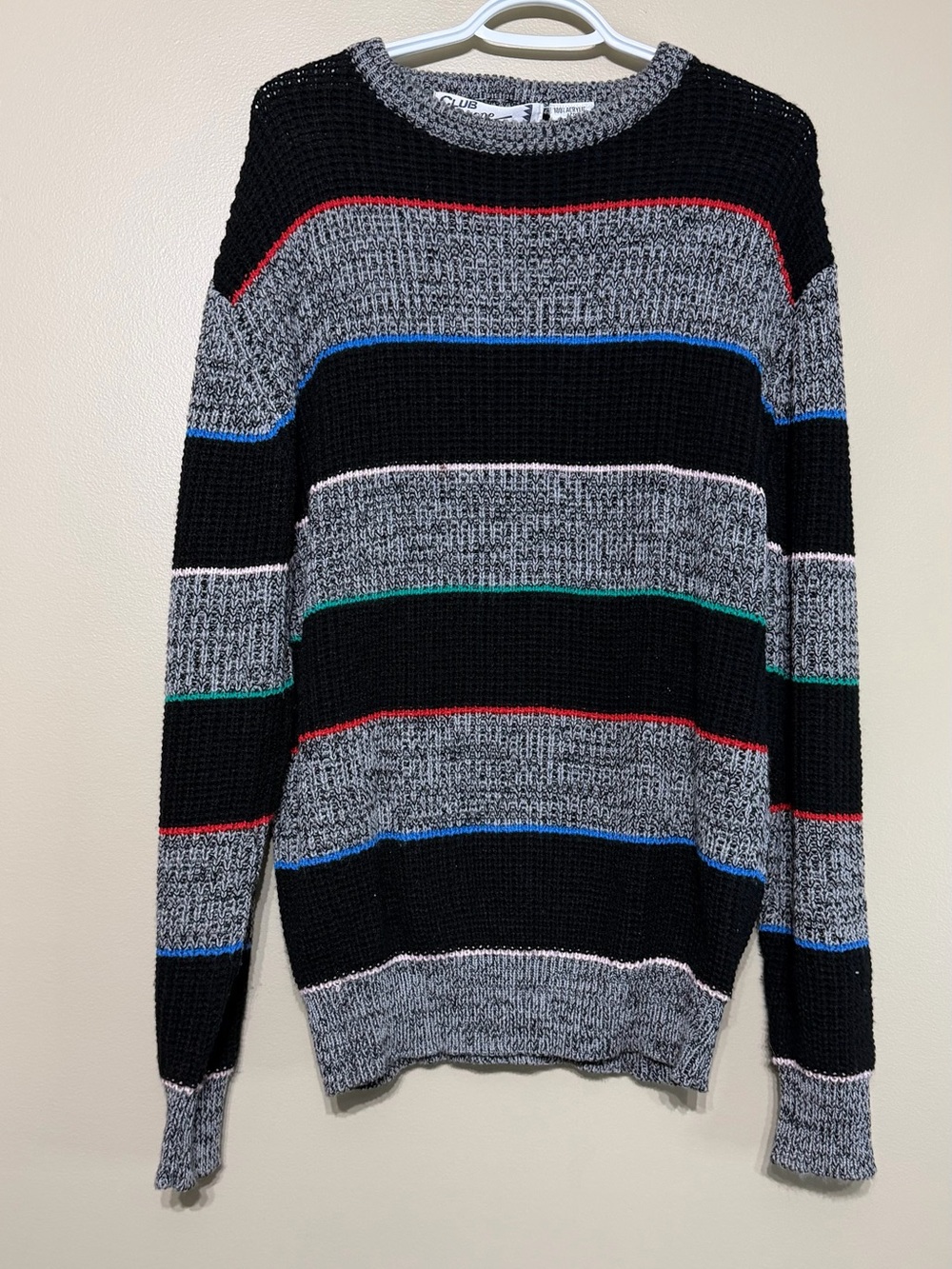 Vintage 80’s Club Europe Stripe Knit Grandpacore Crewneck
